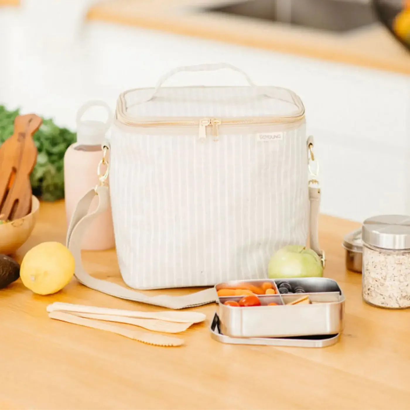 SoYoung - Sand & Stone Beach Stripe Lunch Poche