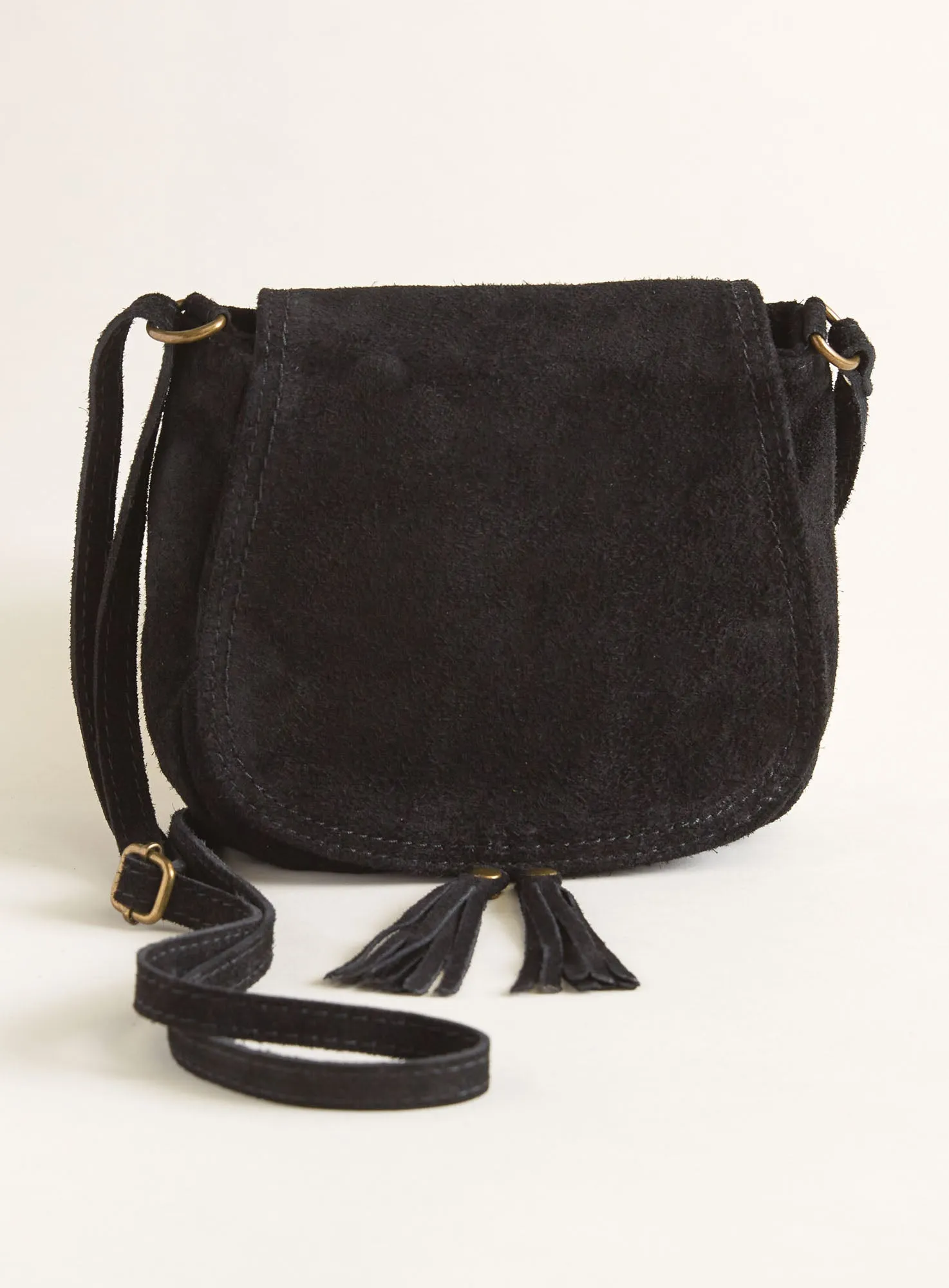Suede Tassel Crossbody Bag