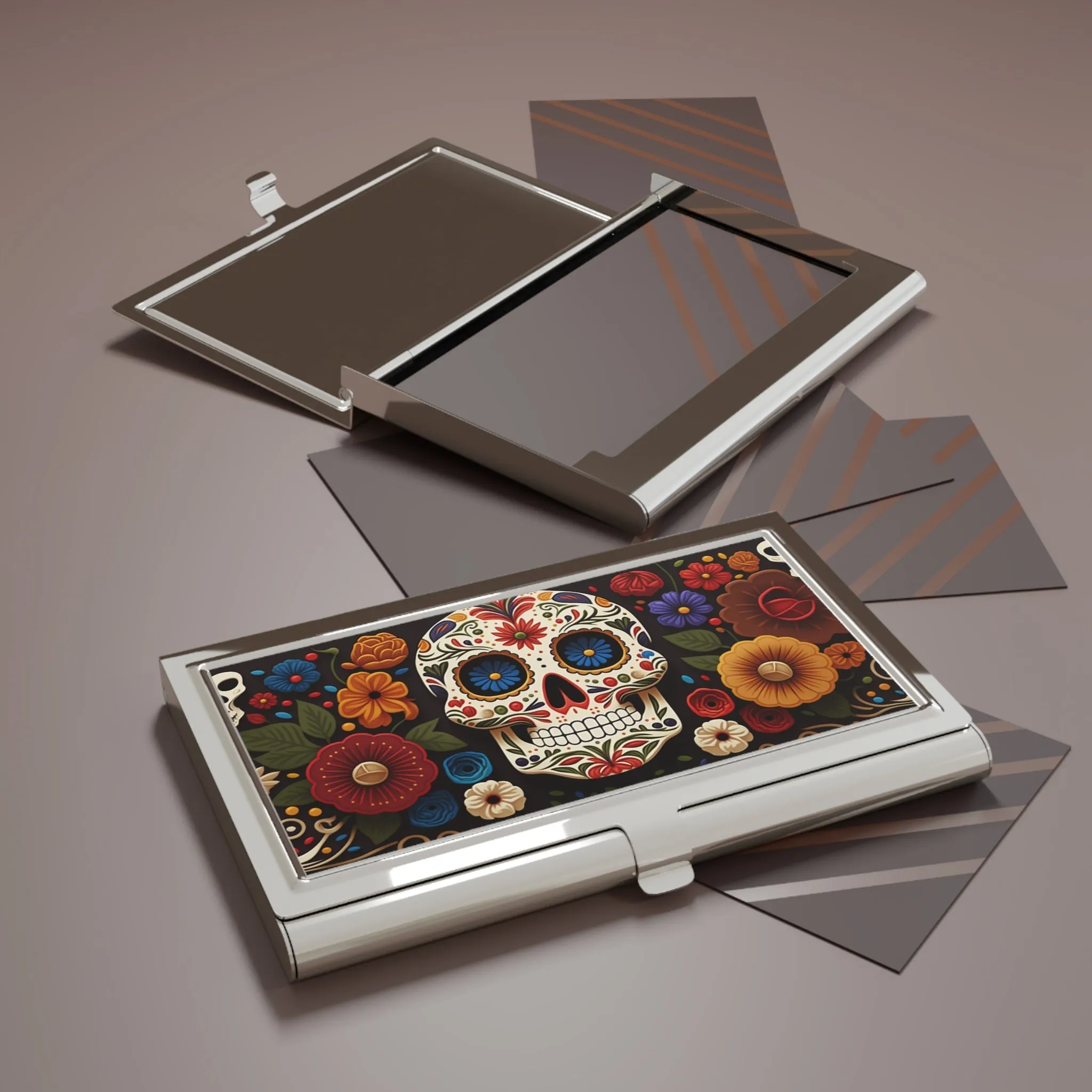 Talavera Day of the Dead Skull Art Print Business Card Holder