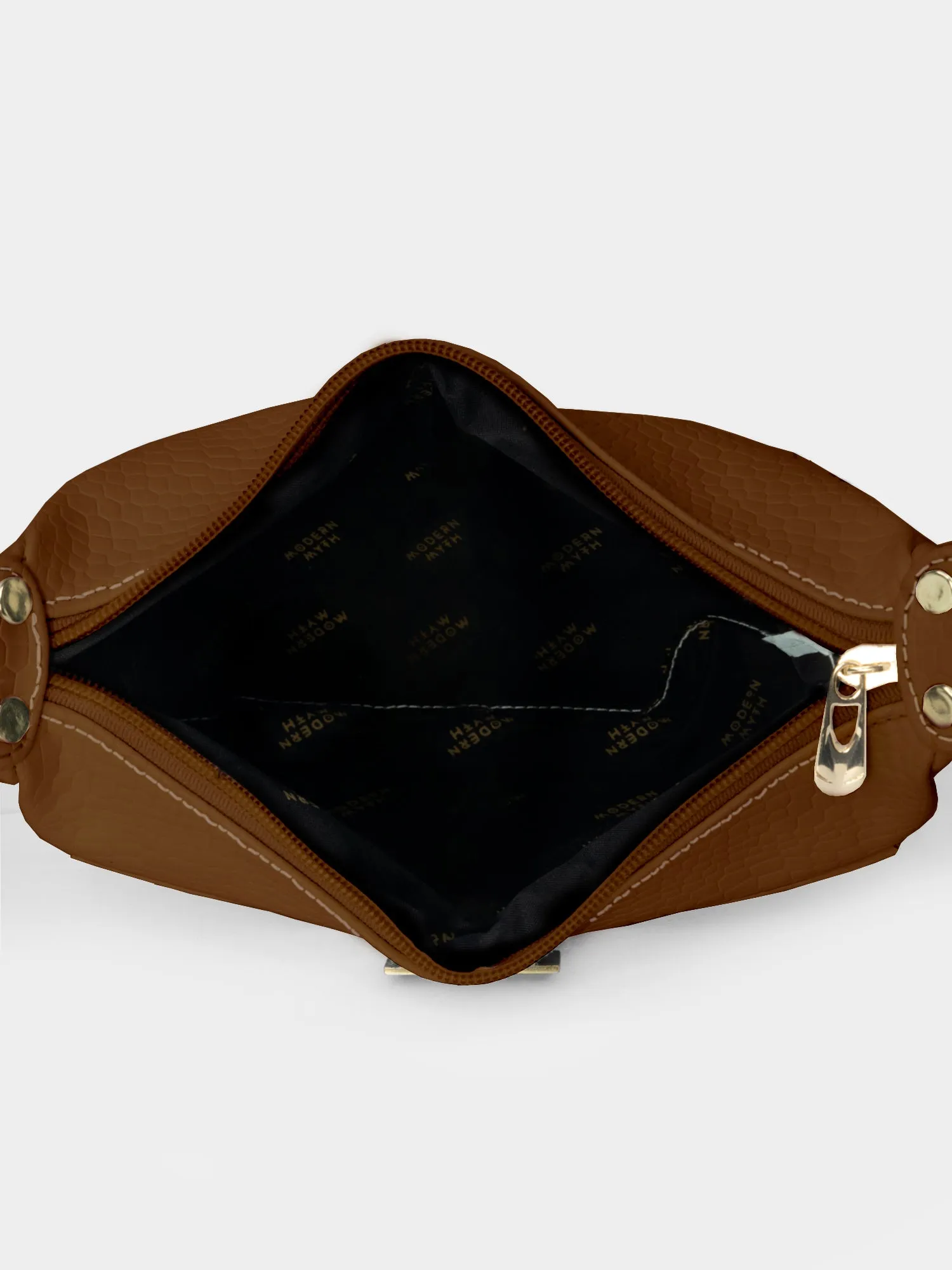 Tan Retro Shoulder Baguette With Twin Pockets | Modern Myth