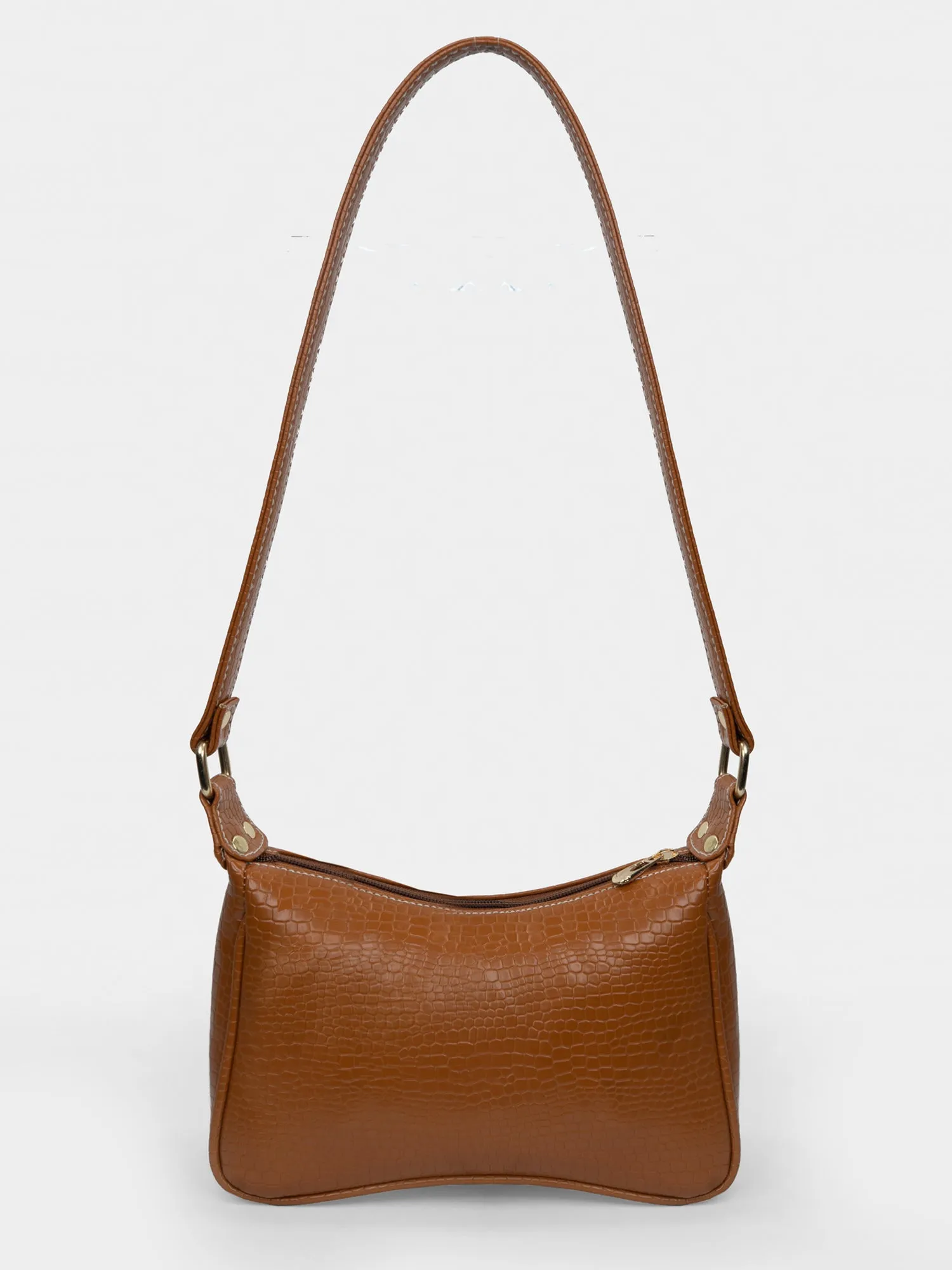Tan Retro Shoulder Baguette With Twin Pockets | Modern Myth