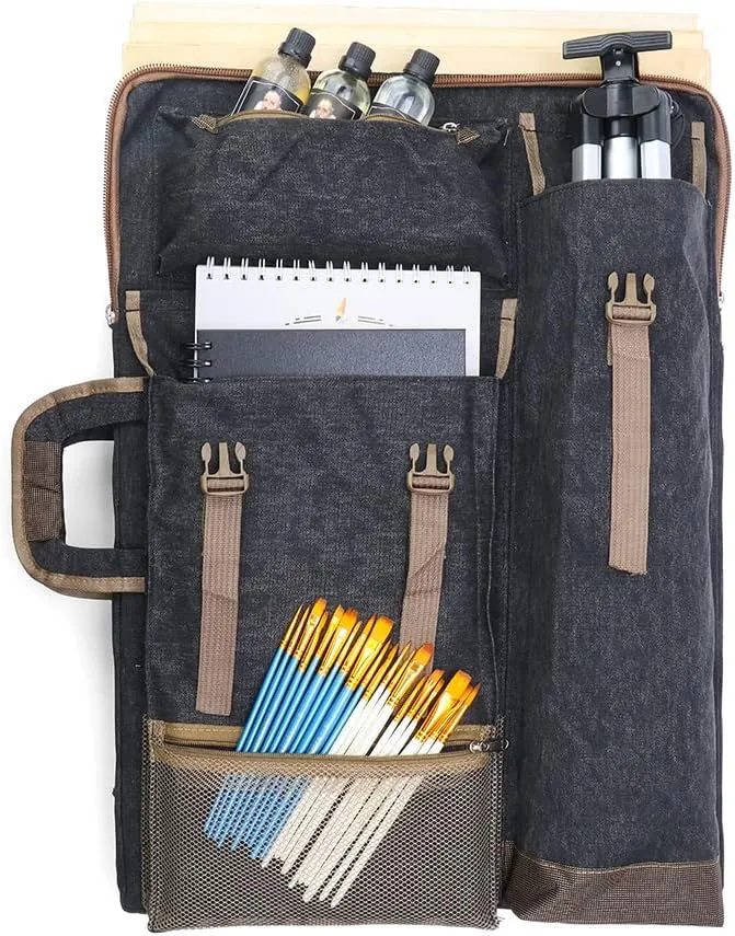 TRANSON Art Portfolio Case Artist Backpack Canvas Bag Large 26 x 19.5