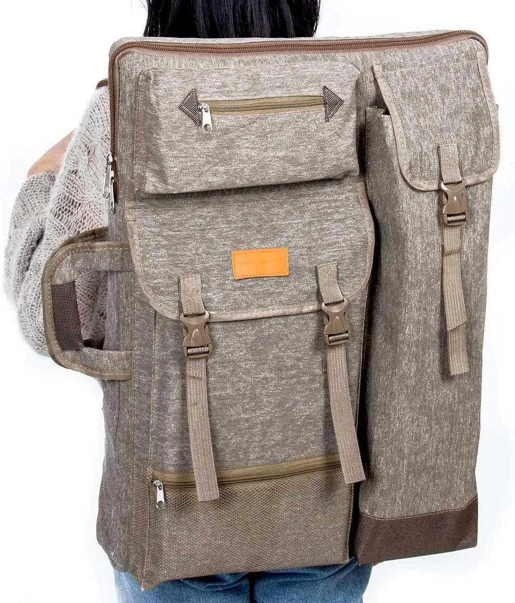 TRANSON Art Portfolio Case Artist Backpack Canvas Bag Large 26 x 19.5