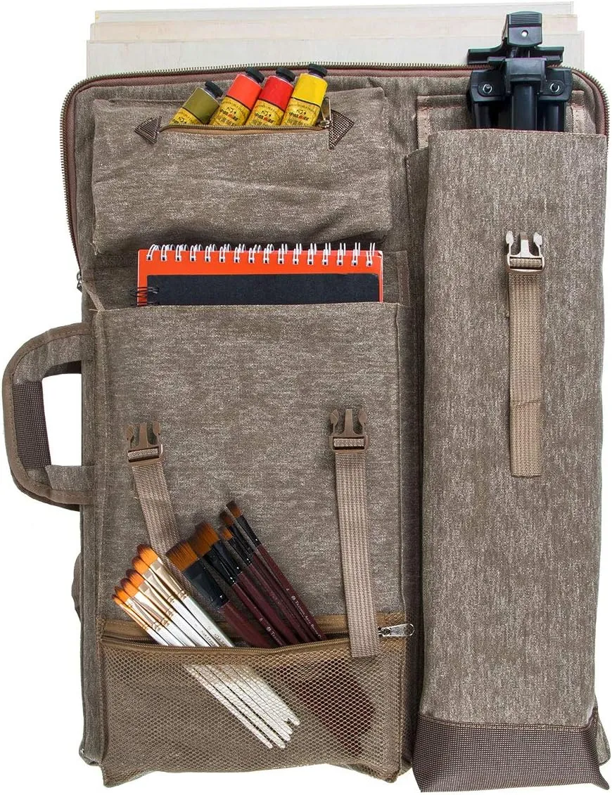TRANSON Art Portfolio Case Artist Backpack Canvas Bag Large 26 x 19.5