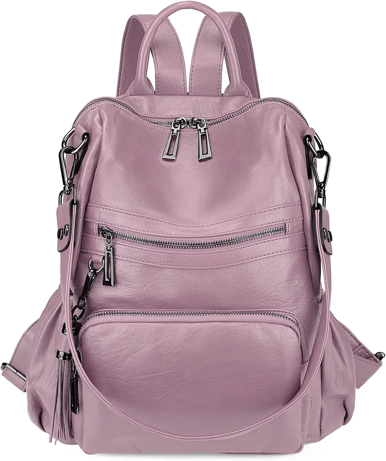 Uromee Travel Backpack Purse for Women Vegan Leather Ladies Fashion Tassel Shoulder Bag Convertible