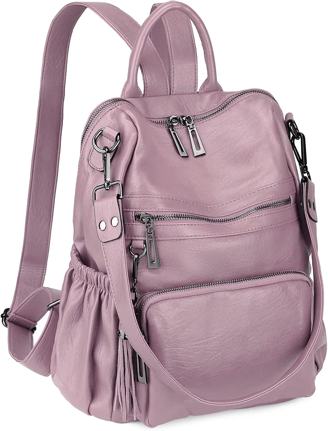 Uromee Travel Backpack Purse for Women Vegan Leather Ladies Fashion Tassel Shoulder Bag Convertible