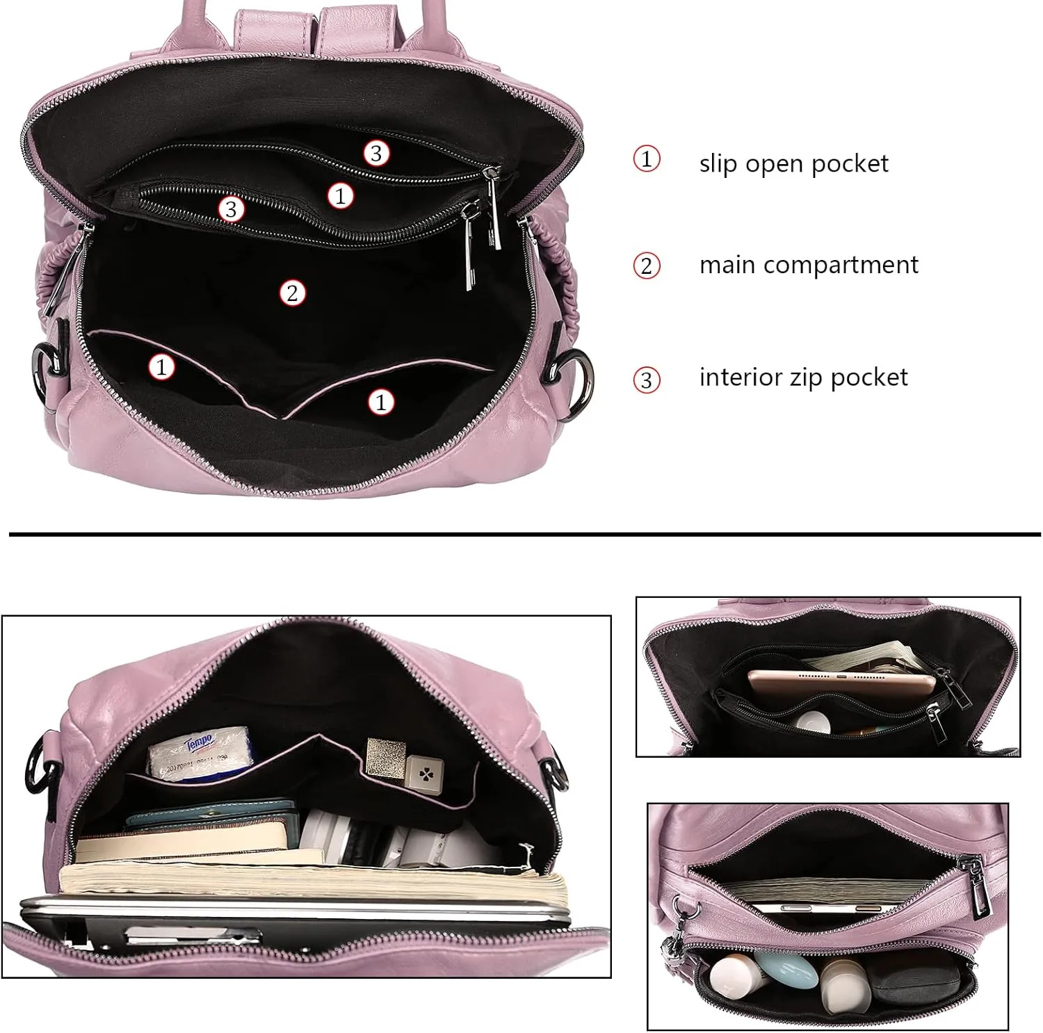 Uromee Travel Backpack Purse for Women Vegan Leather Ladies Fashion Tassel Shoulder Bag Convertible