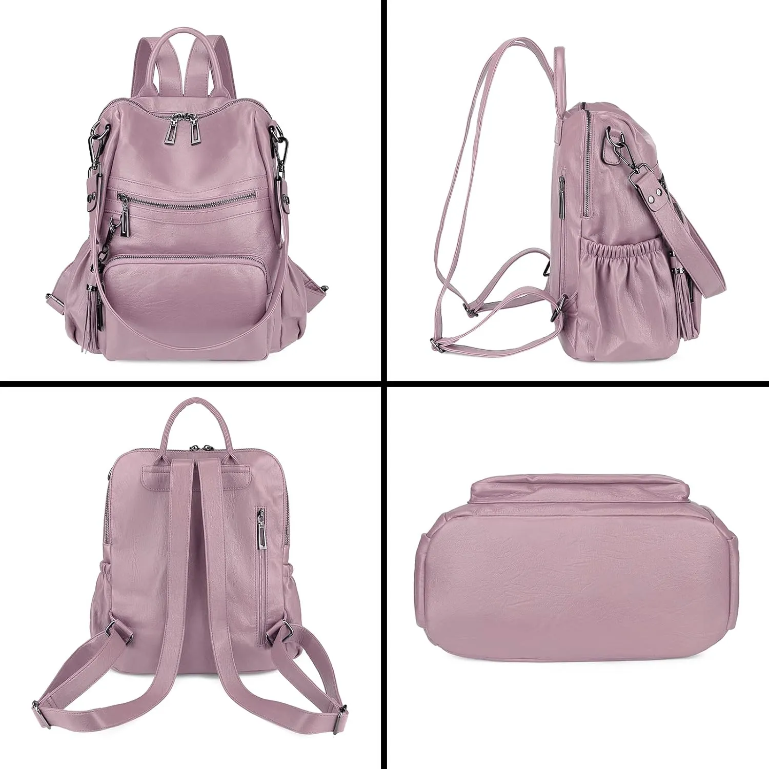 Uromee Travel Backpack Purse for Women Vegan Leather Ladies Fashion Tassel Shoulder Bag Convertible
