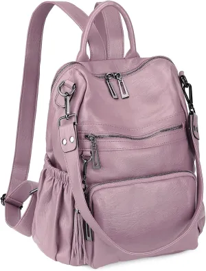 Uromee Travel Backpack Purse for Women Vegan Leather Ladies Fashion Tassel Shoulder Bag Convertible