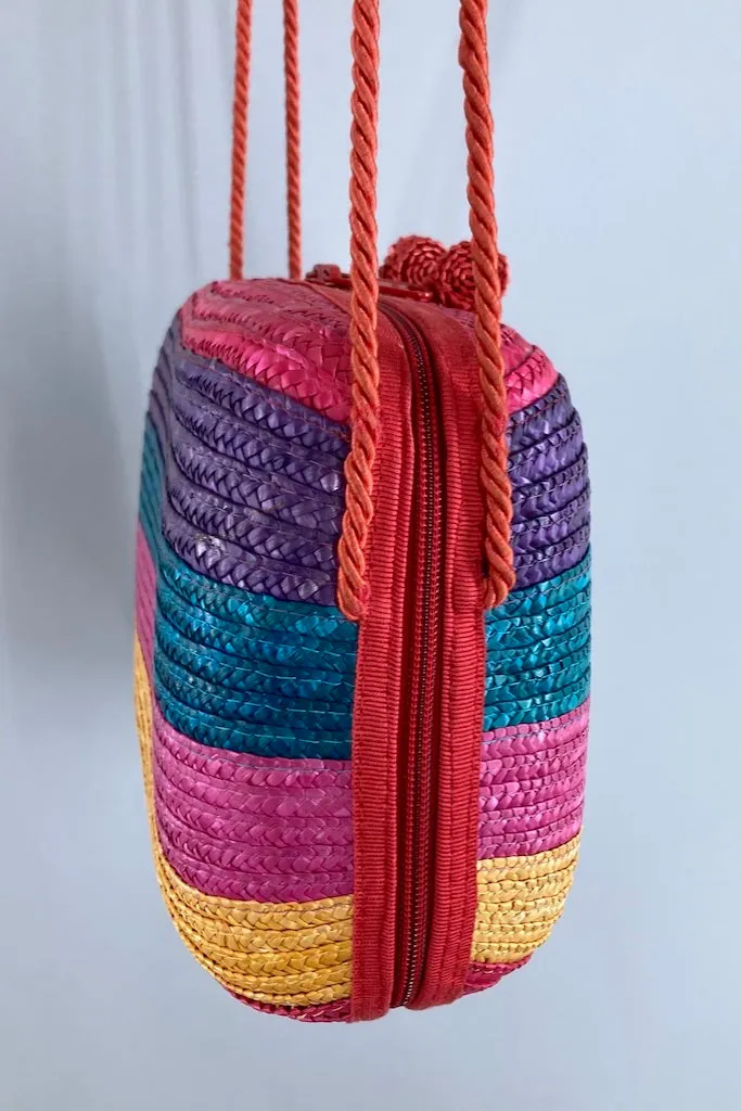 Vintage Liz Claiborne Rainbow Straw Purse