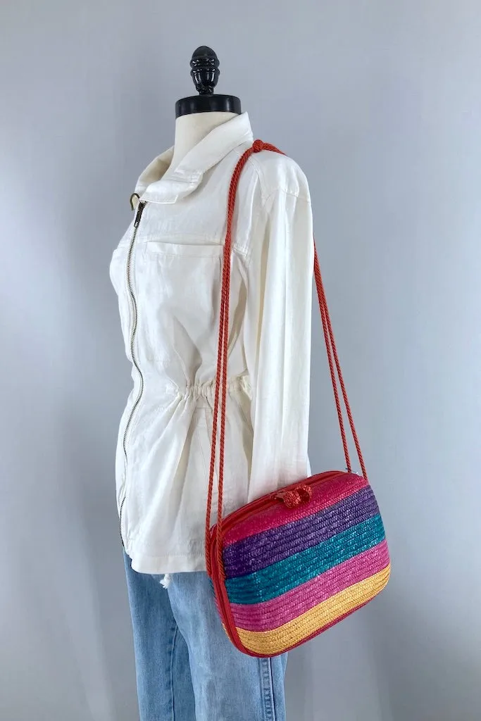 Vintage Liz Claiborne Rainbow Straw Purse