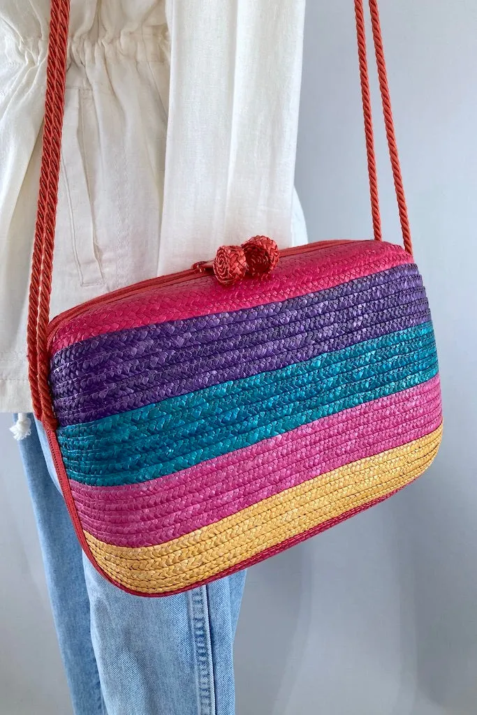Vintage Liz Claiborne Rainbow Straw Purse