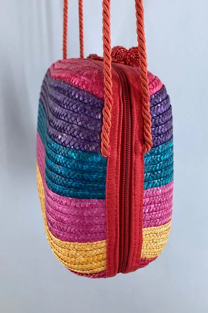 Vintage Liz Claiborne Rainbow Straw Purse