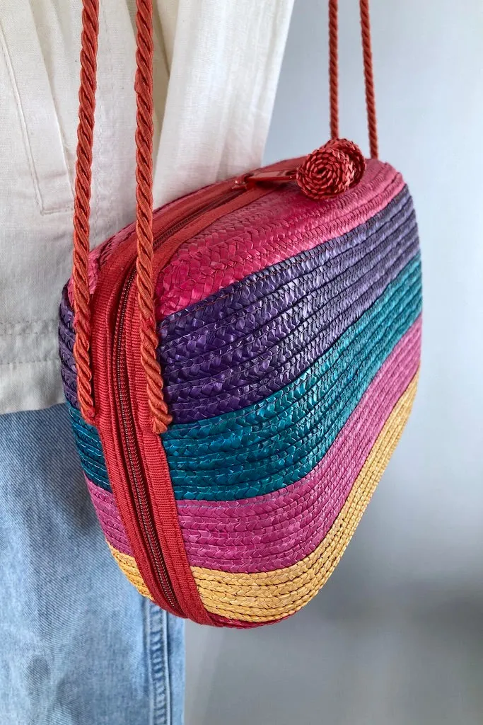 Vintage Liz Claiborne Rainbow Straw Purse