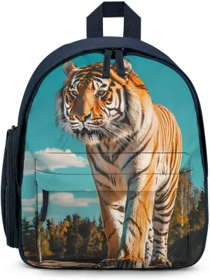 Walking Tiger Cute Backpack Daily Casual Daypack Travel Mini Bag with Adjustable Strap Blue-style-12