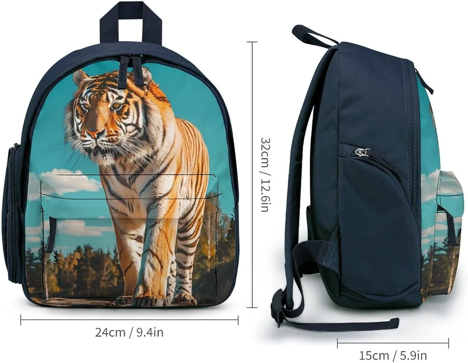 Walking Tiger Cute Backpack Daily Casual Daypack Travel Mini Bag with Adjustable Strap Blue-style-12