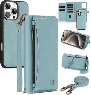 Wallet Case for iPhone 15 Pro Max with Card Holder/Crossbody Wallet/Strap,[RFID Blocking][Magnetic] PU Leather Shockproof Protective Cover iPhone 15 Pro Max Phone Case,6.7 in,Blue