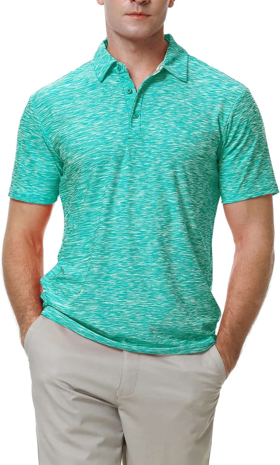 WARHORSEE Mens Golf Polo Shirts Short Sleeve Quick Dry, Performance Stretchy Casual Polo Shirts for Men