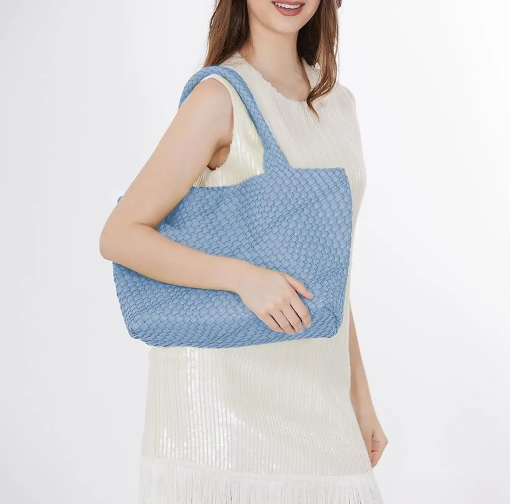 Woven Bag for WomenVegan Leather Handwoven Tote Bags with Purse Shopper Bag Large Shoulder bag