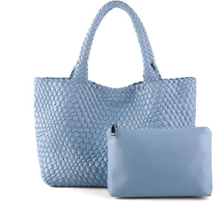 Woven Bag for WomenVegan Leather Handwoven Tote Bags with Purse Shopper Bag Large Shoulder bag