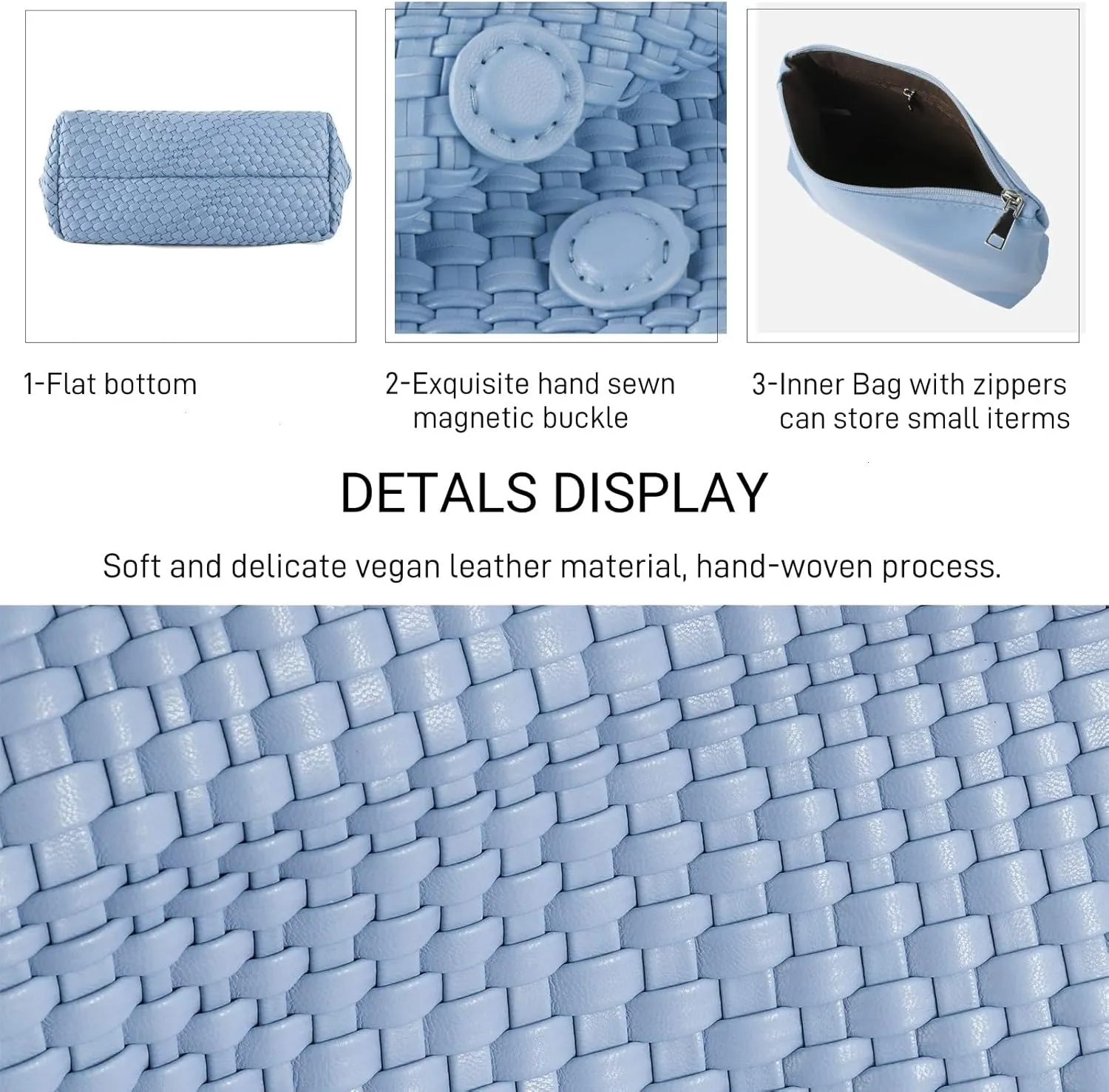 Woven Bag for WomenVegan Leather Handwoven Tote Bags with Purse Shopper Bag Large Shoulder bag